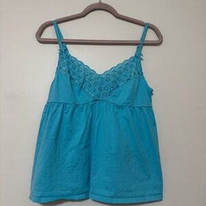 Vintage Y2K Victoria’s Secret Blue Eyelet Babydoll Cami
